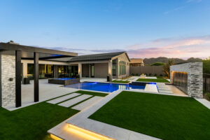 wide angle of landscape design in north Scottsdale.