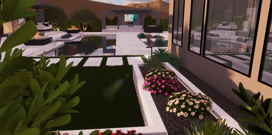 3D design rendering of backyard