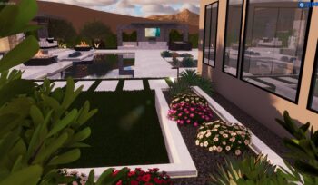 3D design rendering of backyard